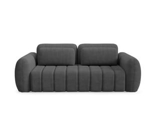 Canapé droit convertible 4 places Tissu bouclette gris avec coffre de rangement