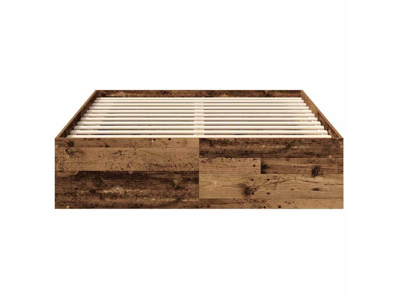  Lit double- lit adulte -  cadre de lit sans matelas vieux bois 120x190 cm bois ingénierie  - Conforama D