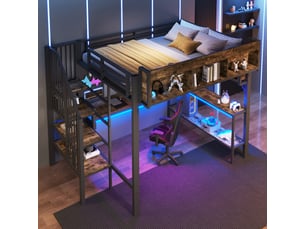 Lit mezzanine 140x200 cm <strong></strong>  <strong></strong> coloris noir