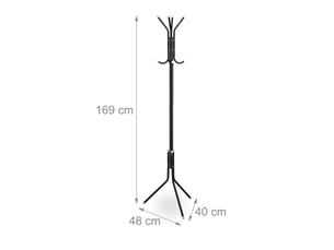 Portemanteau à trépied pratique pour l'entrée 8 emplacements 150 x 40 x 40 cm en métal noir 13_0016383