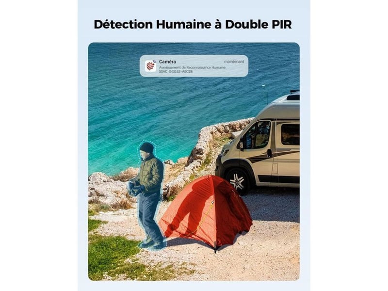Systeme de camera de securite solaire double objectif 20w pir 20000mah 4g vision nocturne couleur 25m - Conforama D