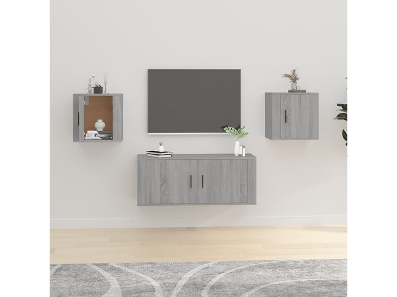  Meubles tv - banc tv - meuble de rangement muraux 2 pcs sonoma gris 40x34,5x40 cm  - Conforama B