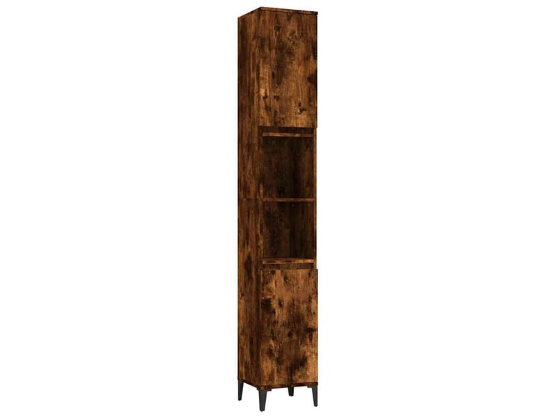  Amoire de salle de bain chêne fumé 30x30x190cm bois d'ingénierie shl8287  - Conforama A