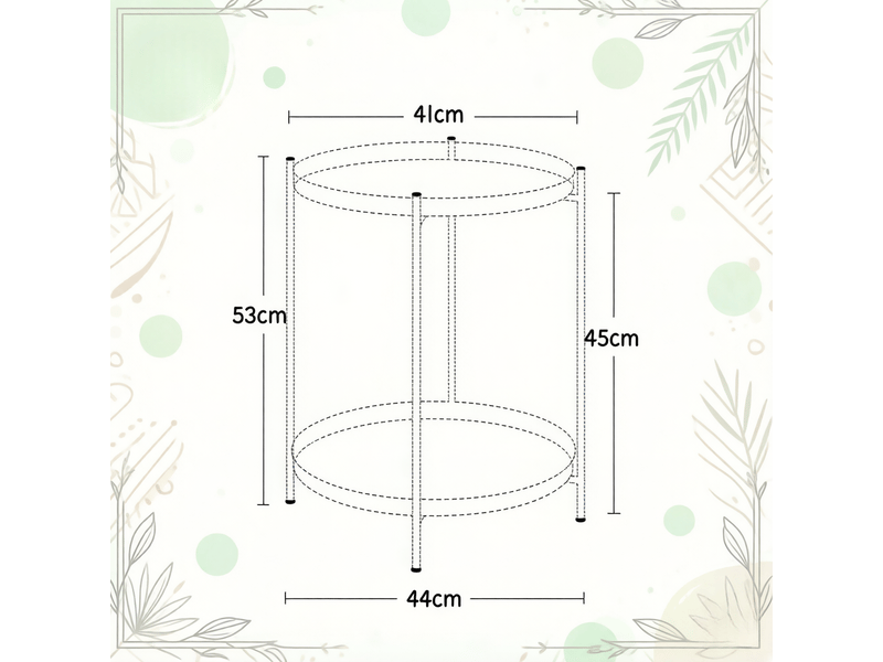 Table basse ronde avec 2 plateaux amovibles et 2 étagères en métal pour salon ou chambre, rose, 44 × 44 × 53 cm - Conforama E