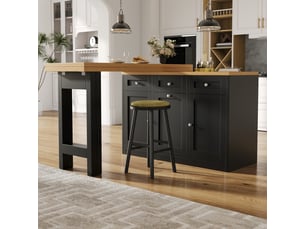 Table bar extensible noir rangement, table repas pliante tiroir + plateau snack, support poubelle coulissant (seau non inclus), gain de place petit appartement cuisine coforama