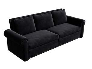 Canapé-lit 3 places 238x90x98 cm 3-en-1 avec coussin de dossier réglable, pour salon, en mousse et velours côtelé, noir