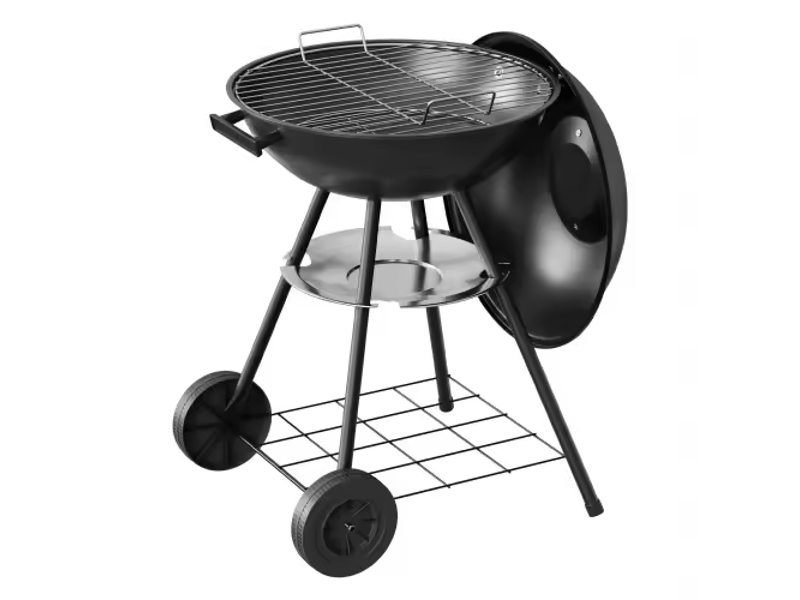  Barbecue au charbon rond,42x45,5x73 cm,avec couvercle,métal,noir  - Conforama A