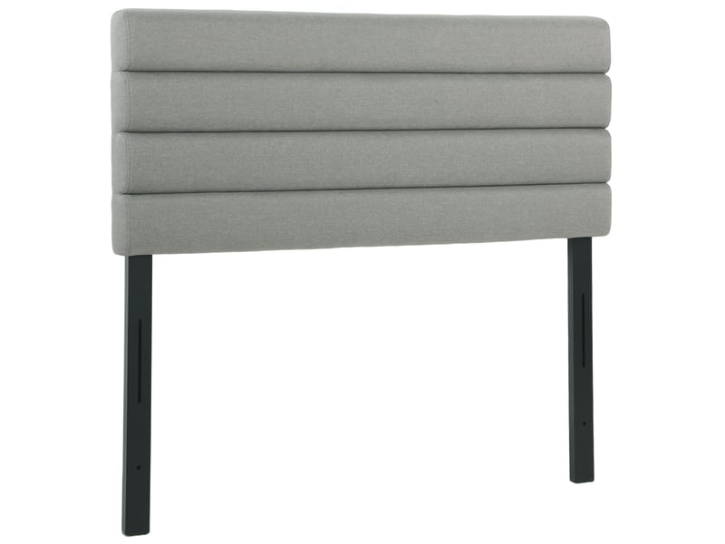  Tête de lit matelassée hauteur réglable 3 niveaux dim. L.140 x p.10 x h.106116126 cm tissu gris  - Conforama A
