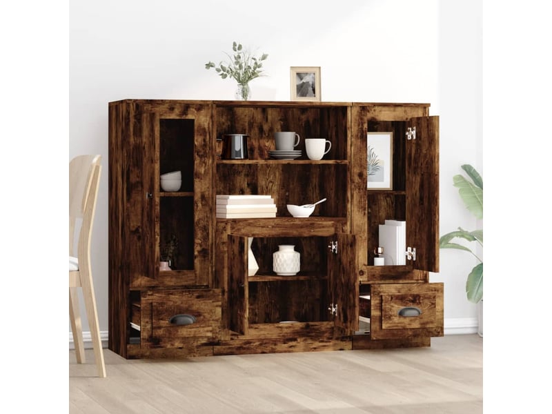  Buffets 3 pcs - bahut - meuble de rangement chêne fumé bois d'ingénierie  - Conforama C