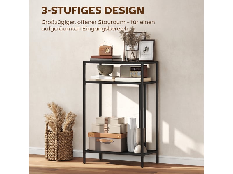  Table console à 3 niveaux en métal noir 55x30x85 cm  - Conforama D