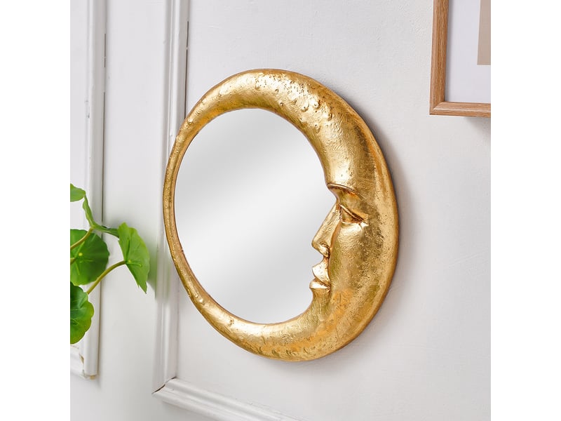  Miroir mural en résine avec croissant de lune et visage – style européen – décoration bohème pour salon ou bureau – 22,5 cm  - Conforama E