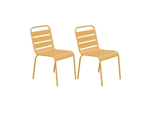 Lot de 2 chaises de jardin en métal moutarde - baca