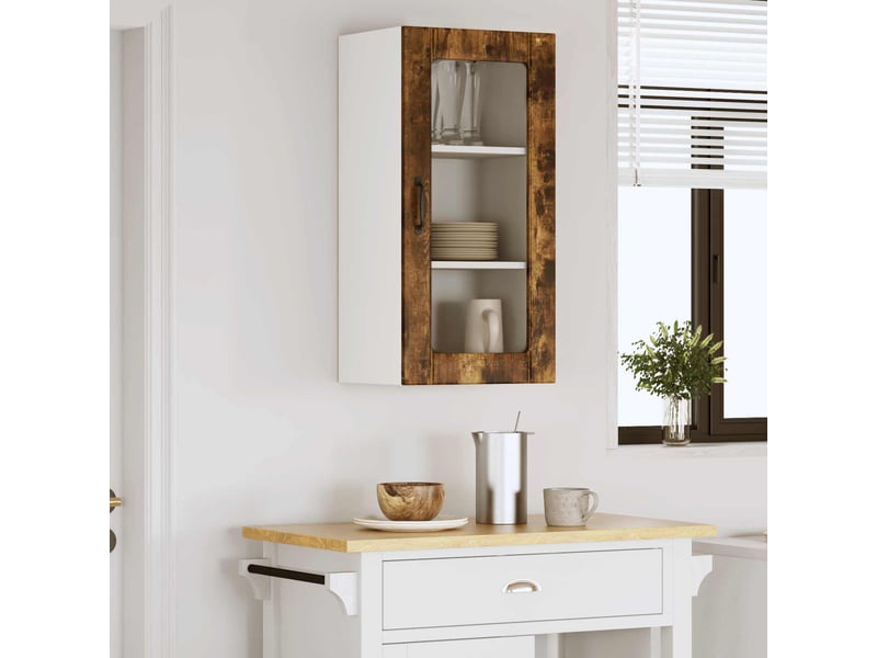  Meuble mural de cuisine, cabinet en verre mural chêne fumé 40x31x80cm shl5850  - Conforama D