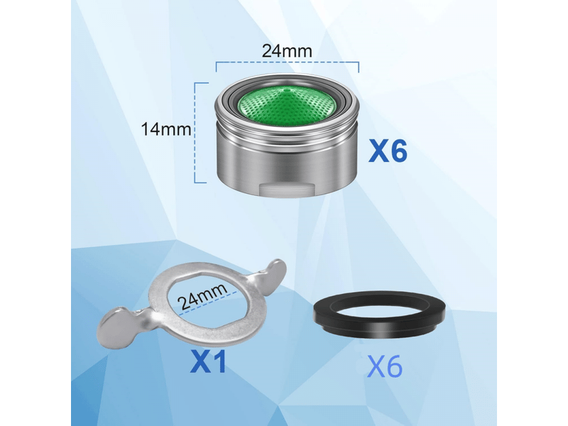  Aérateur de robinet m24, lot de 6 aérateurs de robinet de cuisine en acier inoxydable avec filtre, aérateur de robinet avec filtration par osmose  - Conforama C