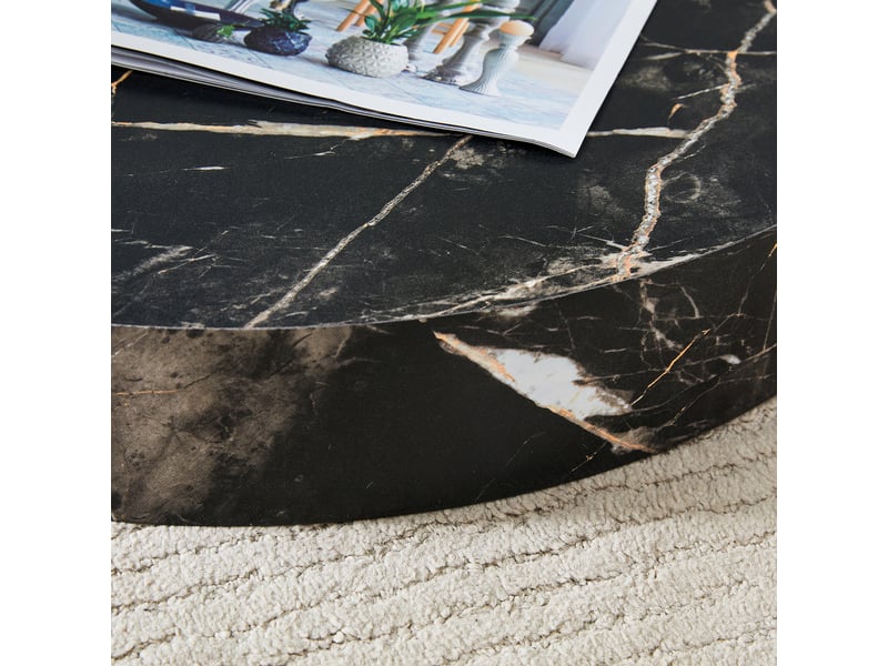  Table basse rectangulaire 90×70×44 cm, mdf et verre, noir et blanc Fay Lum - Conforama D