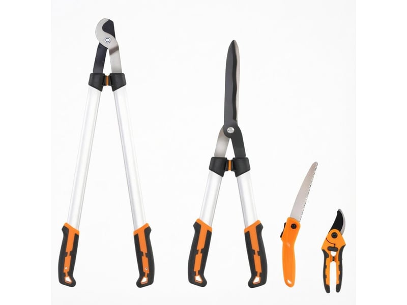  Set de 4 outils de jardinage avec coupe-branches, sécateurs et scie pliable  - Conforama A