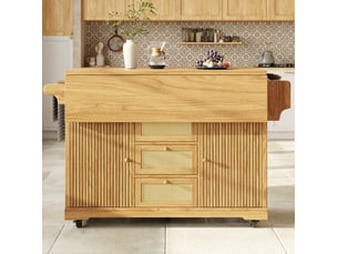 Desserte pliable 142,5x80x95 cm hauteur ergonomique mdf naturel