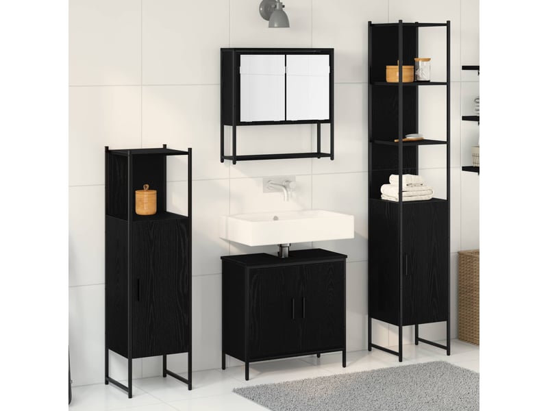 Ensemble de mobilier de salle de bain 4 pc noir cf64531  - Conforama B