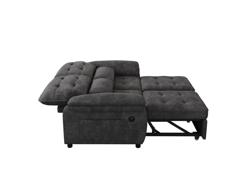  Canapé-lit 3-en-1 142x90x86,5 cm dossier réglable chenille gris  - Conforama D