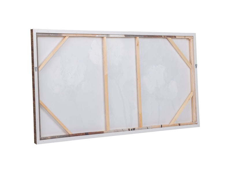  Tableau peint à la main avec cadre en bois orange 143x4x73h cm  - Conforama D