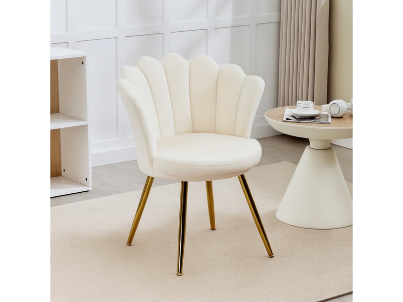  Fauteuil coquillage 1 place aosenyunzhou chaise coiffeuse en velours rose poudré pieds métal doré pour salon T1003-01-12868 - Conforama E