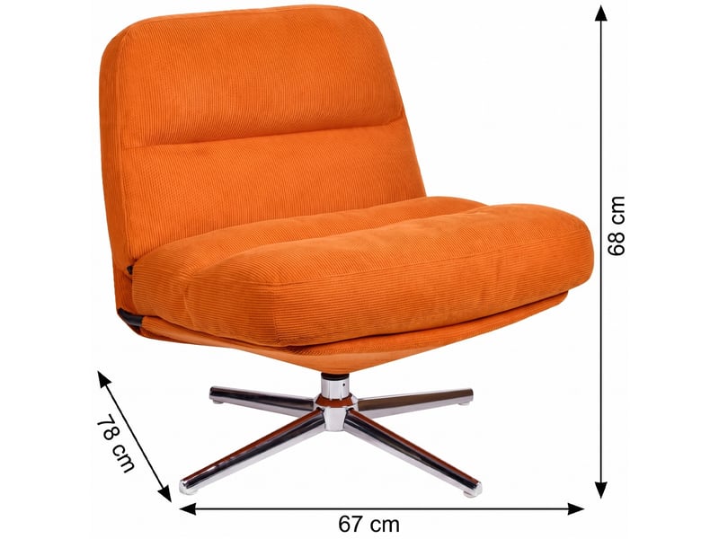  Fauteuil pivotant en velours côtelé orange et piètement chromé - julia Julia - Conforama C
