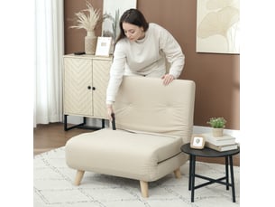 Fauteuil convertible <strong>MODENVIE</strong> <strong></strong> Velours beige vendu A l'unité