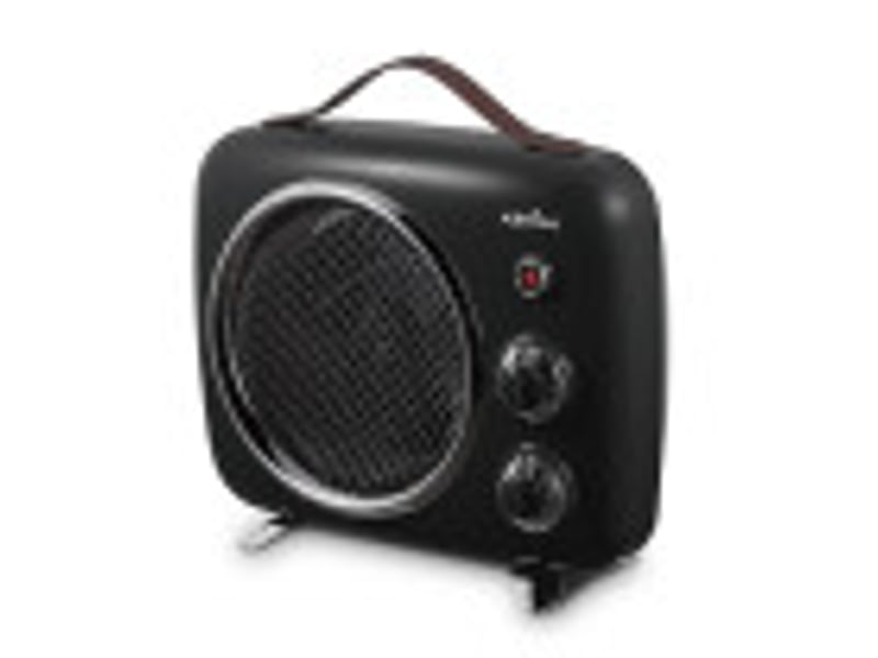  Chauffage soufflant ABRILA Taranto 2000 W noir et gris, style vintage, 2 puissances, thermostat réglable, poignée et range-câble 228622009 - Conforama B