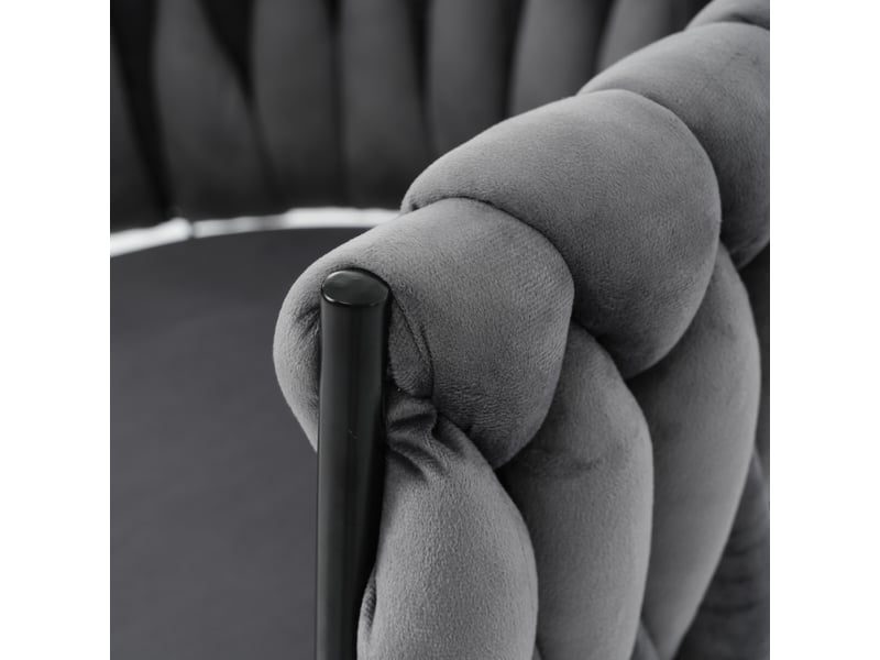  Lot 2 chaises salle à manger velours gris pivotantes, pieds métal, style contemporain  - Conforama D