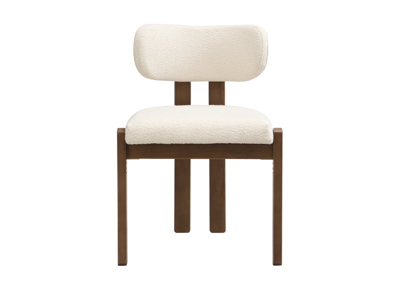  Lot de 4 chaises de salle à manger en bois, tissu bouclé, couleur noyer  - Conforama A