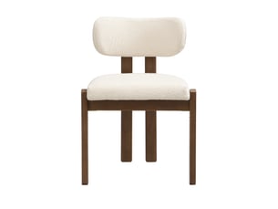 Lot de 4 chaises de salle à manger en bois, tissu bouclé, couleur noyer