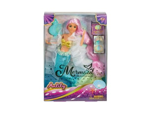 Poupon sirene anlily avec accessoires cheveux et peigne style sous marin