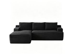 Canapé d'angle modulable 4 places, avec 3 coussins épais, confort d'assise profond, noir, 238x 152 x 66cm