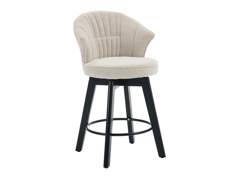  Lot de 2 tabourets de bar pivotants en chenille beige 52.5x51x92.5 cm  - Conforama D