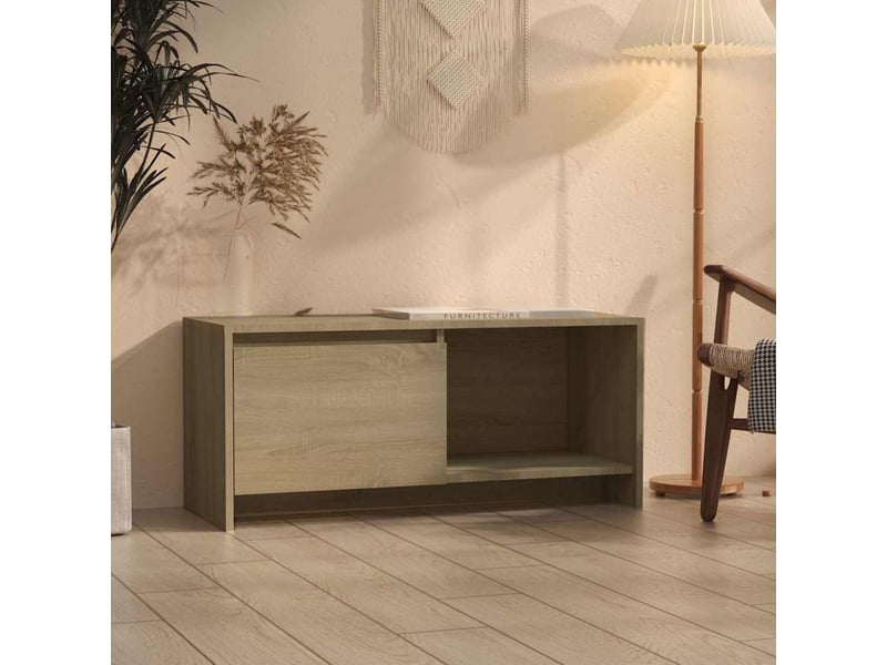  Meuble tv - banc tv - meuble de rangement chêne sonoma 90x35x40 cm bois d'ingénierie  - Conforama B