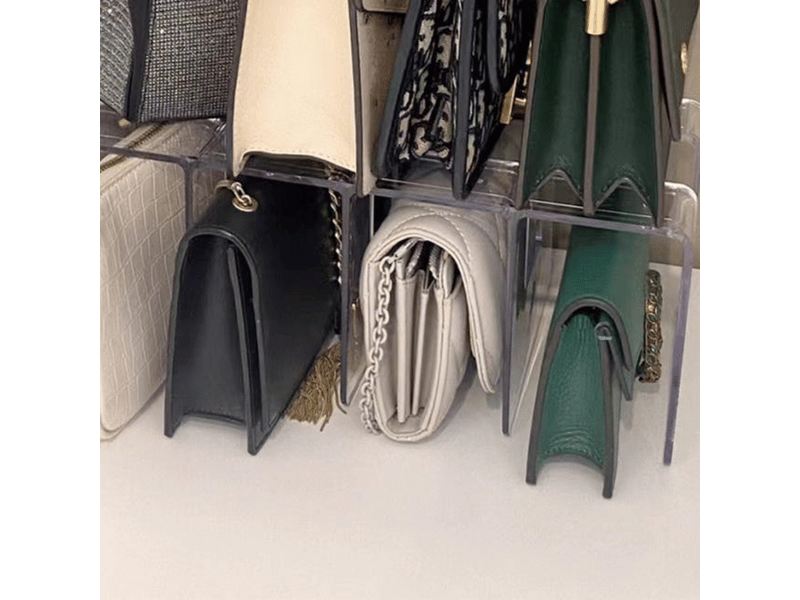 Organiseur de sac à main, support de rangement transparent pour sac à main, mini étagère pour sac à main (3 sections) - Conforama D