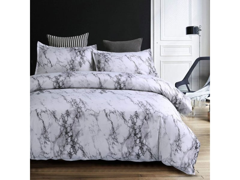  Housse de couette, 2 pièces ensemble de parure couettes imprimée marbre géométrique moderne (1 housse de couette + 1 taies d'oreiller)  - Conforama A