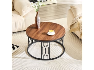 Table basse rond(e) coloris bois foncé <strong>OKMYHOME</strong> <strong></strong> - 70 cmx70 cm