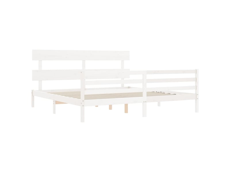  Lit double- lit adulte -  cadre de lit sans matelas blanc 200x200 cm bois massif  - Conforama D