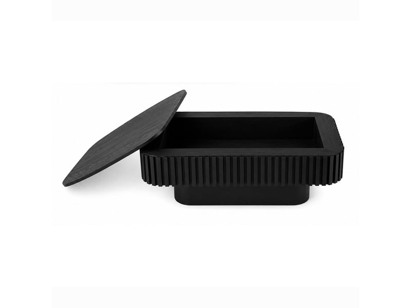  Table basse rectangulaire avec rangement caché - lpospi - plateau amovible, bois massif et mdf noir  - Conforama A