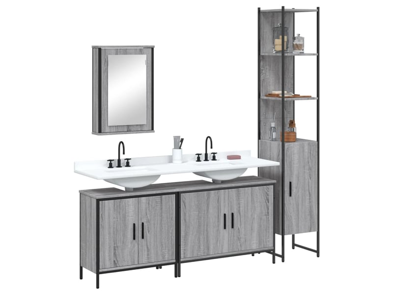 Ensemble de meubles de salle de bain 4 pcs sonoma gris cf63879 - Conforama B