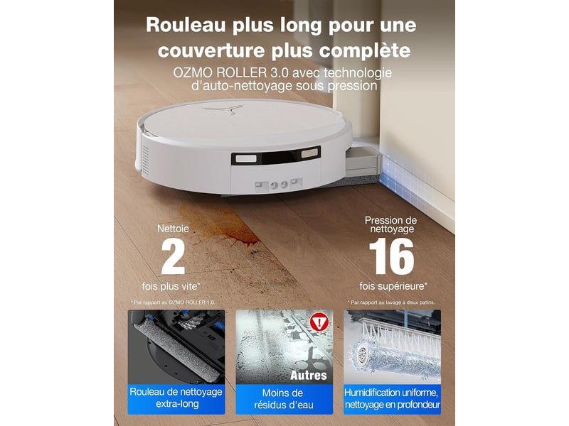 ECOVACS DEEBOT T90 Omni Robot Aspirateur Laveur, 30000Pa, OZMO Roller 3.0, BLAST, TruePass 4WD, YIKO 30000Pa, TruePass 4WD, YIKO - Conforama B