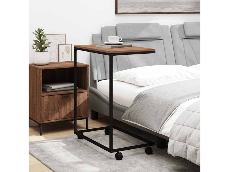  Table d'appoint | bout de canapé table basse avec roues noir 55x35x70 cm bois d'ingénierie shl1183  - Conforama C