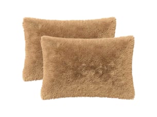 Lot de 2 coussins avec oreiller, coussins décoratifs heerlen taupe fleece pv cf50576