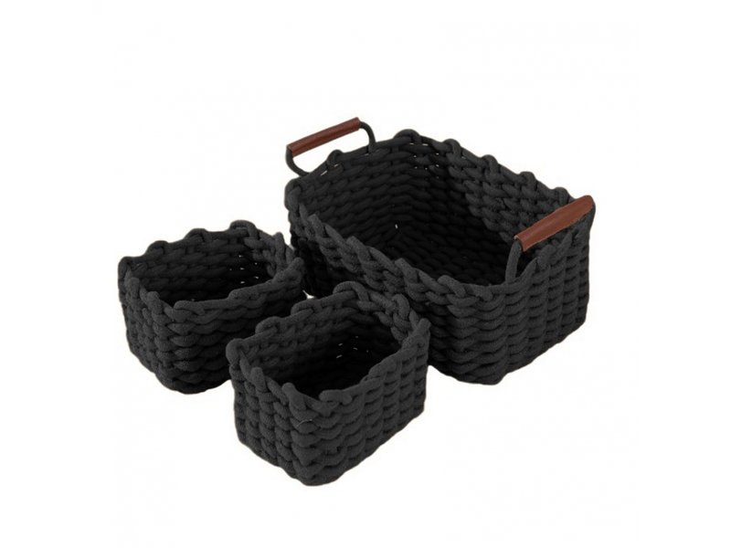 Panier de rangement en corde de coton organisateurs de paniers de rangement rectangulaires naturels décoratifs pour chambre de bébé, salon - Conforama A