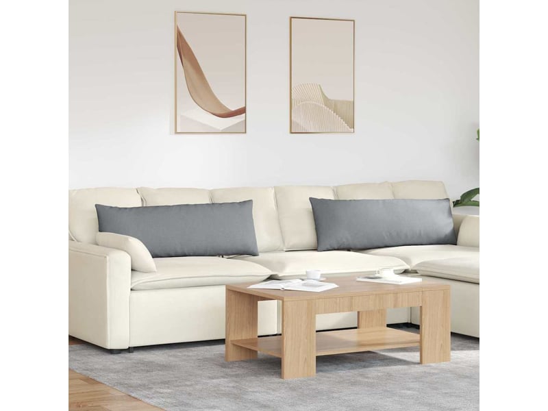  Lot de 2 coussins de canapé, coussins décoratifs tissu gris clair 120 x 40 cm cf58831  - Conforama B