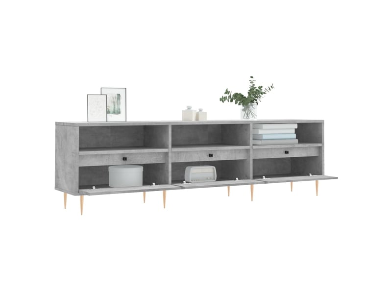  Meuble tv - banc tv - meuble de rangement gris béton 150x30x44,5 cm bois d'ingénierie  - Conforama D