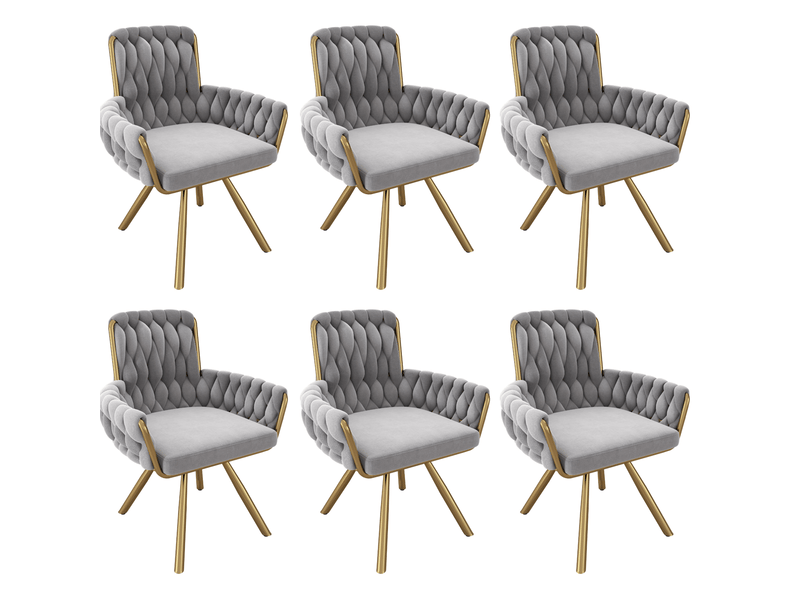  Lot de 6 chaise de salle à manger pivotante 63x46x87 cm – gris –en velours avec accoudoirs et rotation 360°  - Conforama A