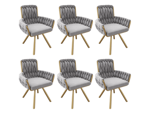 Lot de 6 chaise de salle à manger pivotante 63x46x87 cm – gris –en velours avec accoudoirs et rotation 360°