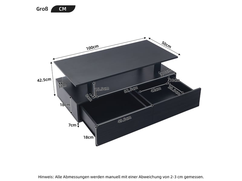  Table basse led noire en acrylique - double plateau, rangement bluetooth  - Conforama C